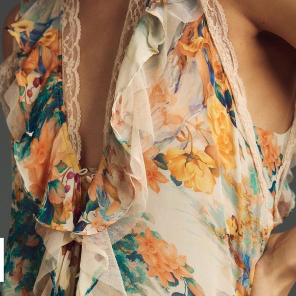 Anthropologie Sleeveless Trailing Ruffle Blouse - Picture 4 of 4